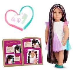 Our Generation Tina 18" Rainbow Hair Grow Doll with Hair Clips and Styling Book Accessories