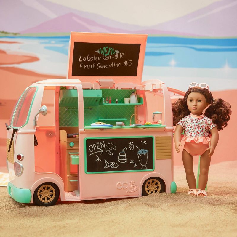 slide 2 of 15, Our Generation On the Move Food Truck Vehicle Playset Accessory for 18" Dolls: 54-Piece Toy Set with Play Food, 1 ct