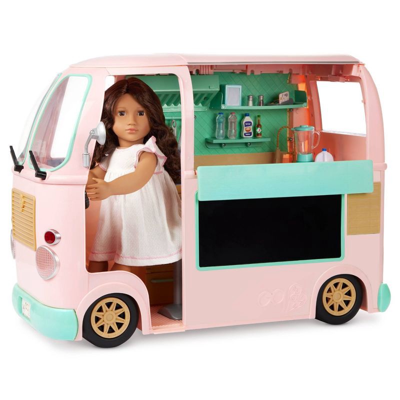 slide 8 of 15, Our Generation On the Move Food Truck Vehicle Playset Accessory for 18" Dolls: 54-Piece Toy Set with Play Food, 1 ct