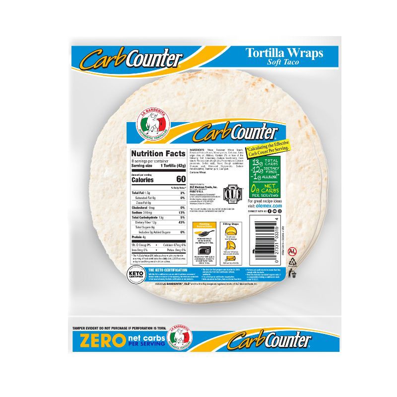 slide 2 of 4, La Banderita Carb Counter Zero Net Carb Soft Taco Tortilla Wraps - 11.8oz, 11.8 oz