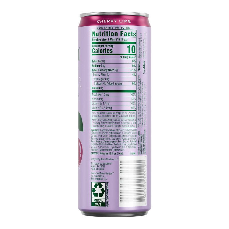 slide 2 of 7, Bloom Cherry Lime Energy Drink - 12 fl oz Can, 12 fl oz