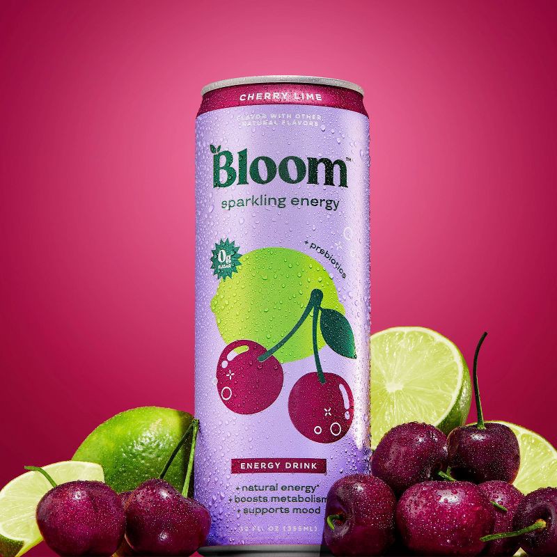 slide 3 of 10, BLOOM NUTRITION Sparkling Energy Drink - Cherry Lime - 12 fl oz Can, 12 fl oz