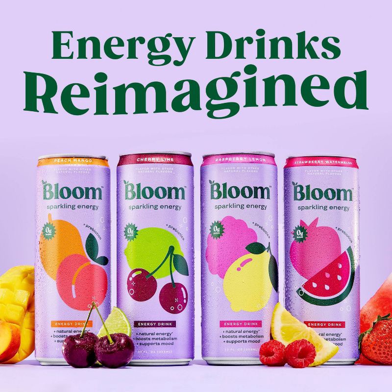 slide 7 of 10, BLOOM NUTRITION Sparkling Energy Drink - Cherry Lime - 12 fl oz Can, 12 fl oz