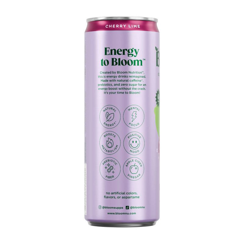 slide 9 of 10, BLOOM NUTRITION Sparkling Energy Drink - Cherry Lime - 12 fl oz Can, 12 fl oz