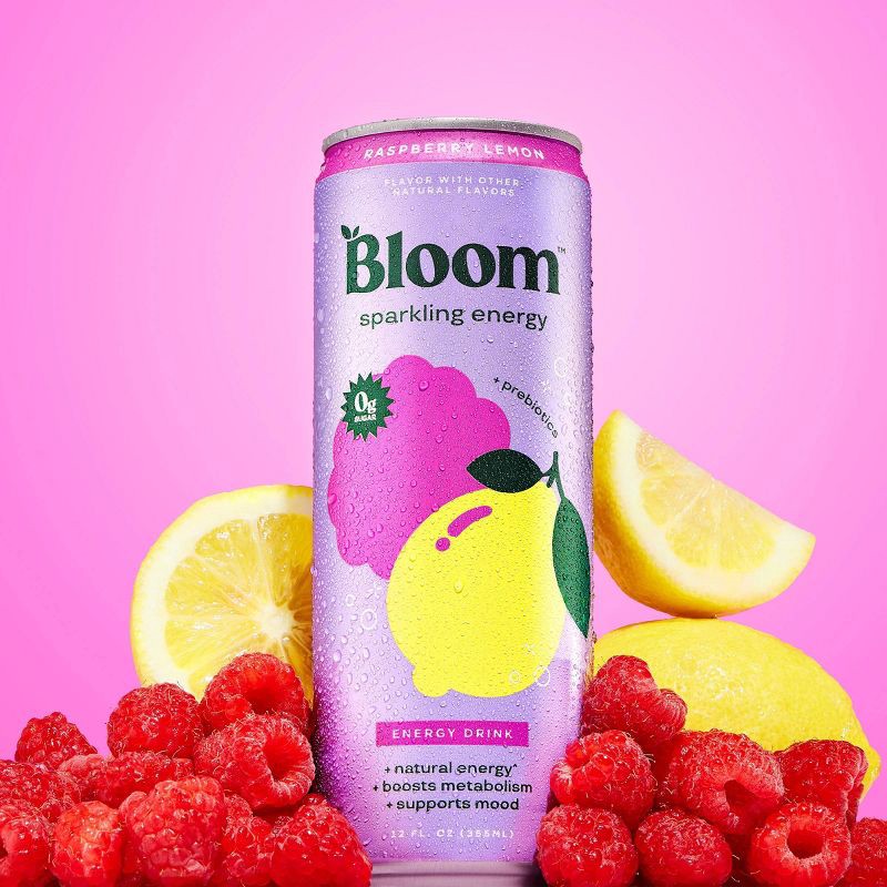 slide 3 of 7, Bloom Raspberry Lemon Energy Drink - 12 fl oz Can, 12 fl oz