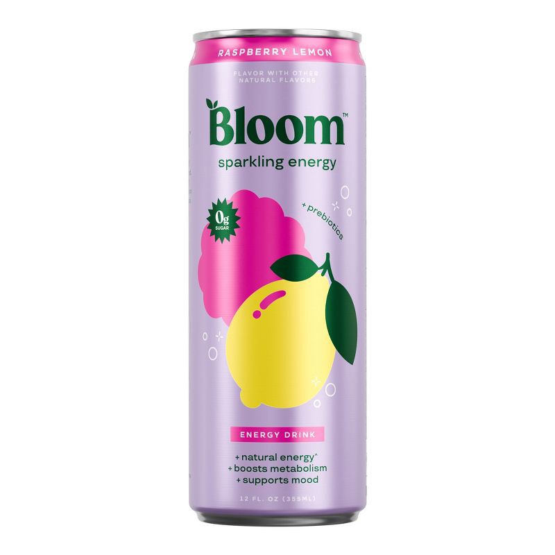 slide 1 of 11, BLOOM NUTRITION Sparkling Energy Drink - Raspberry Lemon - 12 fl oz Can, 12 fl oz