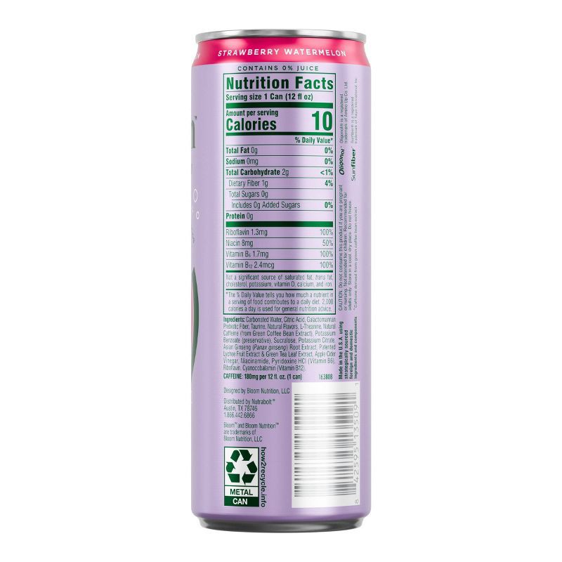 slide 2 of 7, Bloom Strawberry Watermelon Energy Drink - 12 fl oz Can, 12 fl oz