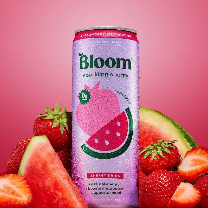 slide 3 of 10, BLOOM NUTRITION Sparkling Energy Drink - Strawberry Watermelon - 12 fl oz Can, 12 fl oz