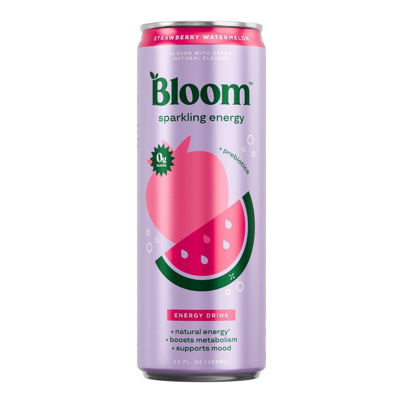 slide 1 of 9, BLOOM NUTRITION Sparkling Energy Drink - Strawberry Watermelon - 12 fl oz Can, 12 fl oz