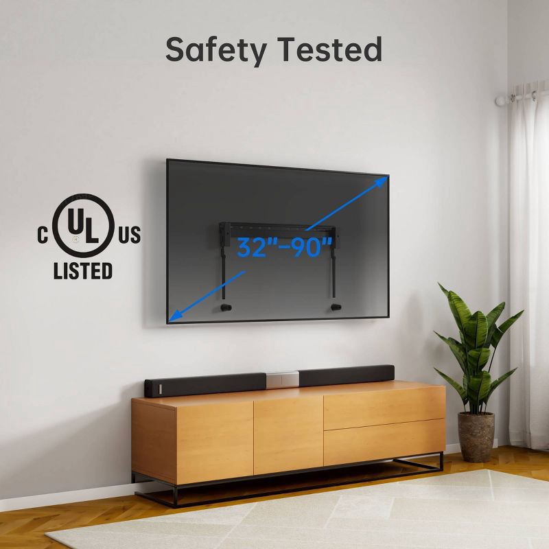 slide 7 of 8, ErgoAV Large Fixed TV Mount 32"- 90"TVs: Steel Wall Bracket for 135 lbs Capacity, 135 lb