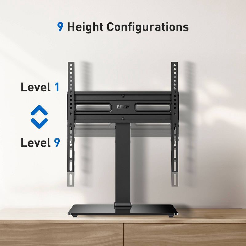 slide 4 of 8, ErgoAV Tabletop TV Stand 32"- 65" TVs: Adjustable Height, Steel, Max 88 lbs, 88 lb