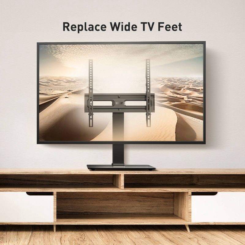 slide 5 of 8, ErgoAV Tabletop TV Stand 32"- 65" TVs: Adjustable Height, Steel, Max 88 lbs, 88 lb