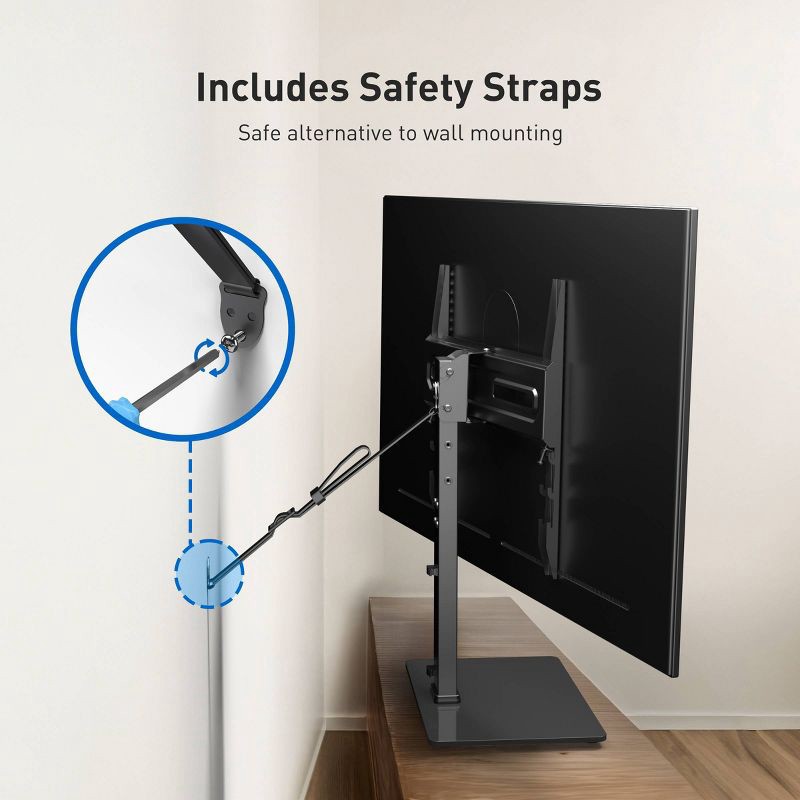 slide 6 of 8, ErgoAV Tabletop TV Stand 32"- 65" TVs: Adjustable Height, Steel, Max 88 lbs, 88 lb