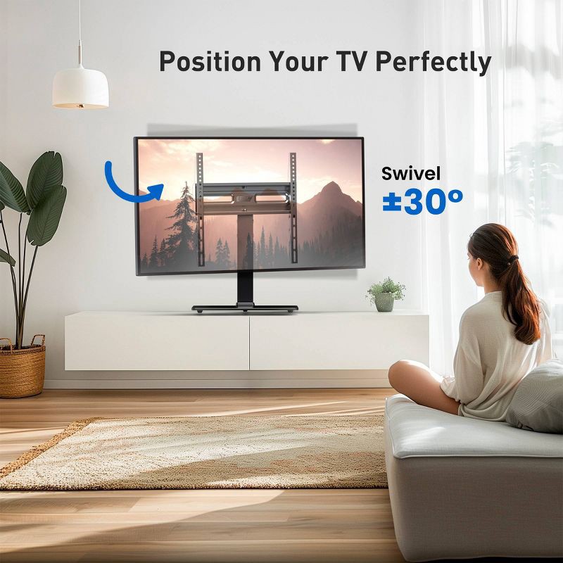 slide 7 of 8, ErgoAV Tabletop TV Stand 32"- 65" TVs: Adjustable Height, Steel, Max 88 lbs, 88 lb