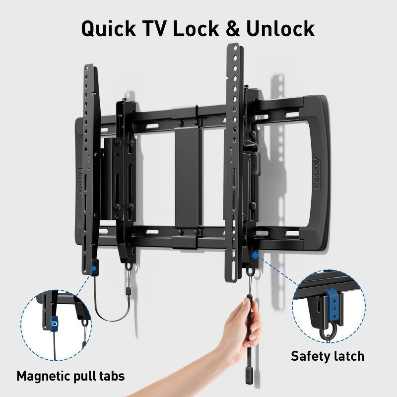 slide 9 of 10, ErgoAV Extend and Tilt TV Mount 42"- 98" TVs: Wall Mount for 200x100, 600x400 VESA, 1 ct
