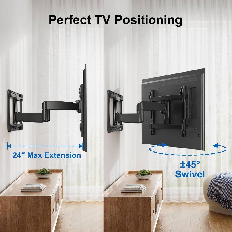 slide 5 of 9, ErgoAV Large Motion TV Mount 42"- 90"TVs: Full-Motion Extendable Swivel for Walls, 1 ct