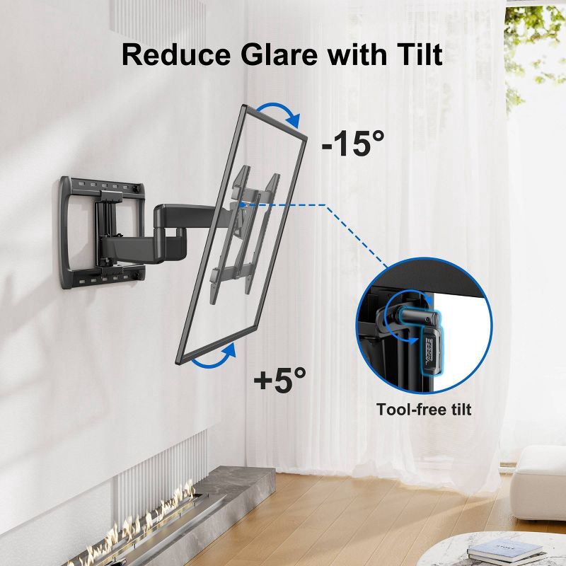 slide 7 of 9, ErgoAV Large Motion TV Mount 42"- 90"TVs: Full-Motion Extendable Swivel for Walls, 1 ct