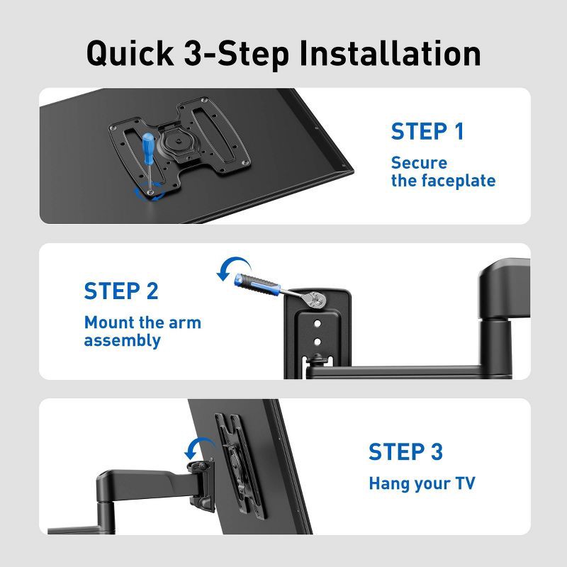 slide 2 of 8, ErgoAV Small Motion TV Wall mount 19"- 43" TVs, 1 ct