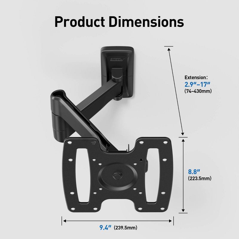 slide 3 of 8, ErgoAV Small Motion TV Wall mount 19"- 43" TVs, 1 ct