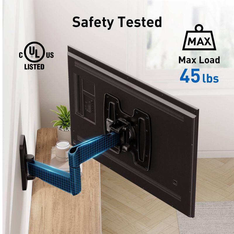 slide 4 of 8, ErgoAV Small Motion TV Wall mount 19"- 43" TVs, 1 ct