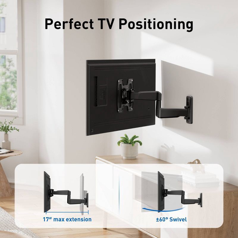 slide 6 of 8, ErgoAV Small Motion TV Wall mount 19"- 43" TVs, 1 ct