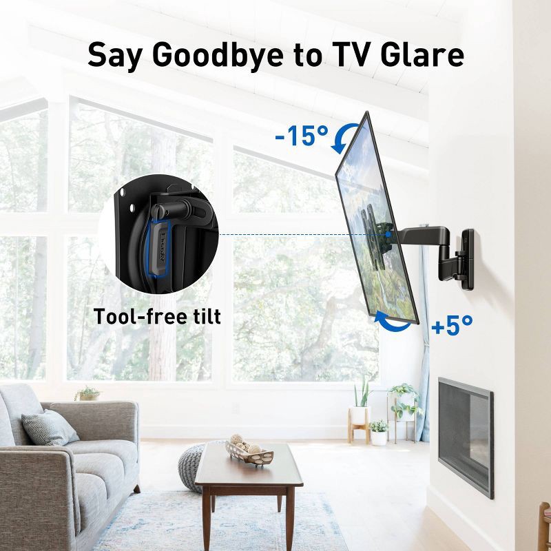 slide 7 of 8, ErgoAV Small Motion TV Wall mount 19"- 43" TVs, 1 ct