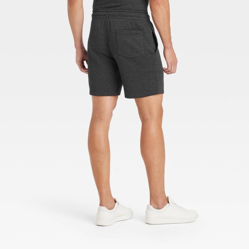 slide 2 of 3, Men's Every Wear 7" Ultra Soft Fleece Pull-On Shorts - Goodfellow & Co™ Dark Gray L: Cotton Blend, Mid Rise, Drawstring Waist, 1 ct