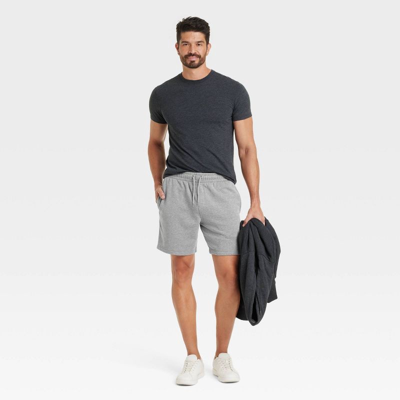 slide 3 of 3, Men's Every Wear 7" Ultra Soft Fleece Pull-On Shorts - Goodfellow & Co™ Gray L: Mid Rise, Drawstring Waistband, 1 ct