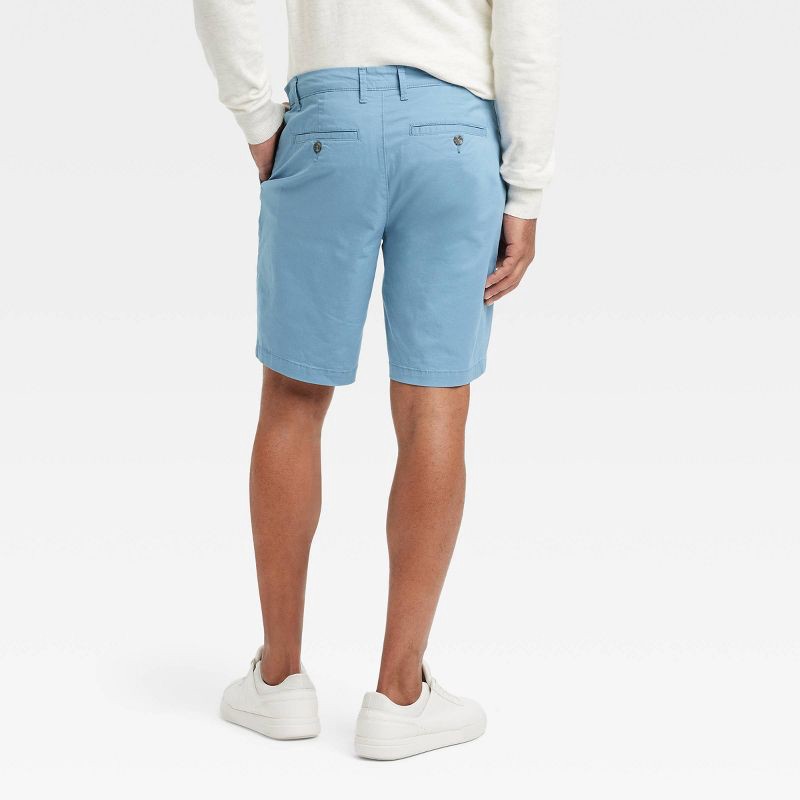 slide 2 of 3, Men's Every Wear 9" Flat Front Chino Shorts - Goodfellow & Co™ Blue 36: Slim Fit, Mid Rise, Twill Fabric, 1 ct