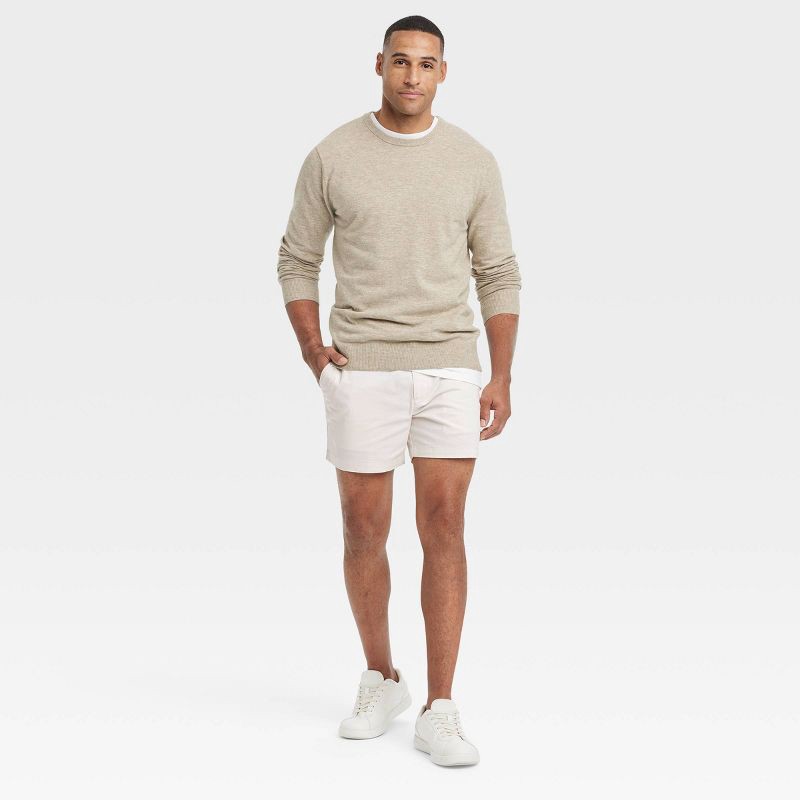 slide 3 of 3, Men's Every Wear 5" Flat Front Chino Shorts - Goodfellow & Co™ Dog Bone 32: Slim Fit, Mid Rise, Stretch, 1 ct