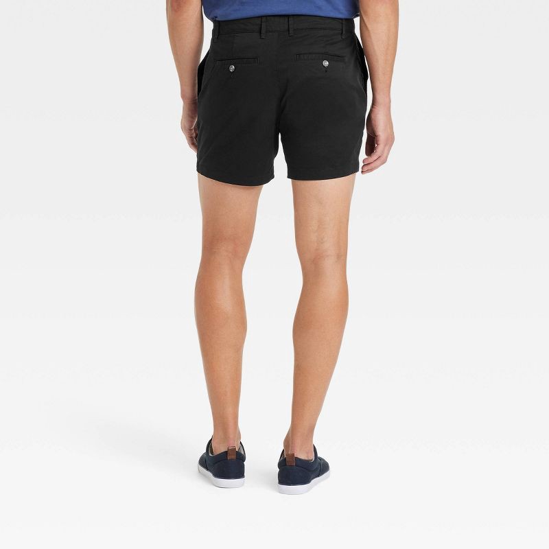 slide 2 of 3, Men's Every Wear 5" Flat Front Chino Shorts - Goodfellow & Co™ Black 32: Slim Fit, Mid Rise, Stretch, 1 ct