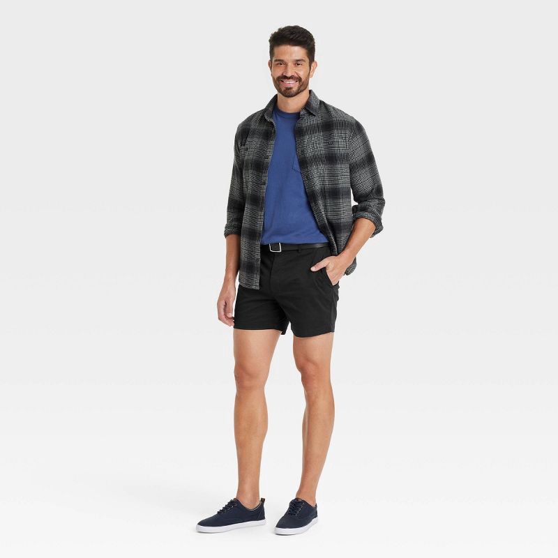 slide 3 of 3, Men's Every Wear 5" Flat Front Chino Shorts - Goodfellow & Co™ Black 32: Slim Fit, Mid Rise, Stretch, 1 ct