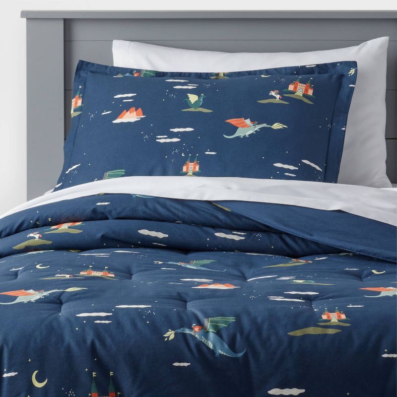 slide 2 of 5, Twin Dragon Kids' Comforter Set - Pillowfort™, 1 ct