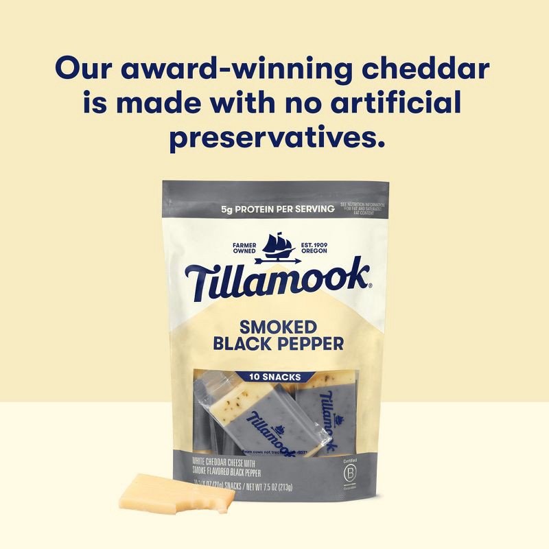 slide 5 of 9, Tillamook Smoked Black Pepper Cheese Snack Portions -7.5oz/10ct, 7.5 oz, 10 ct