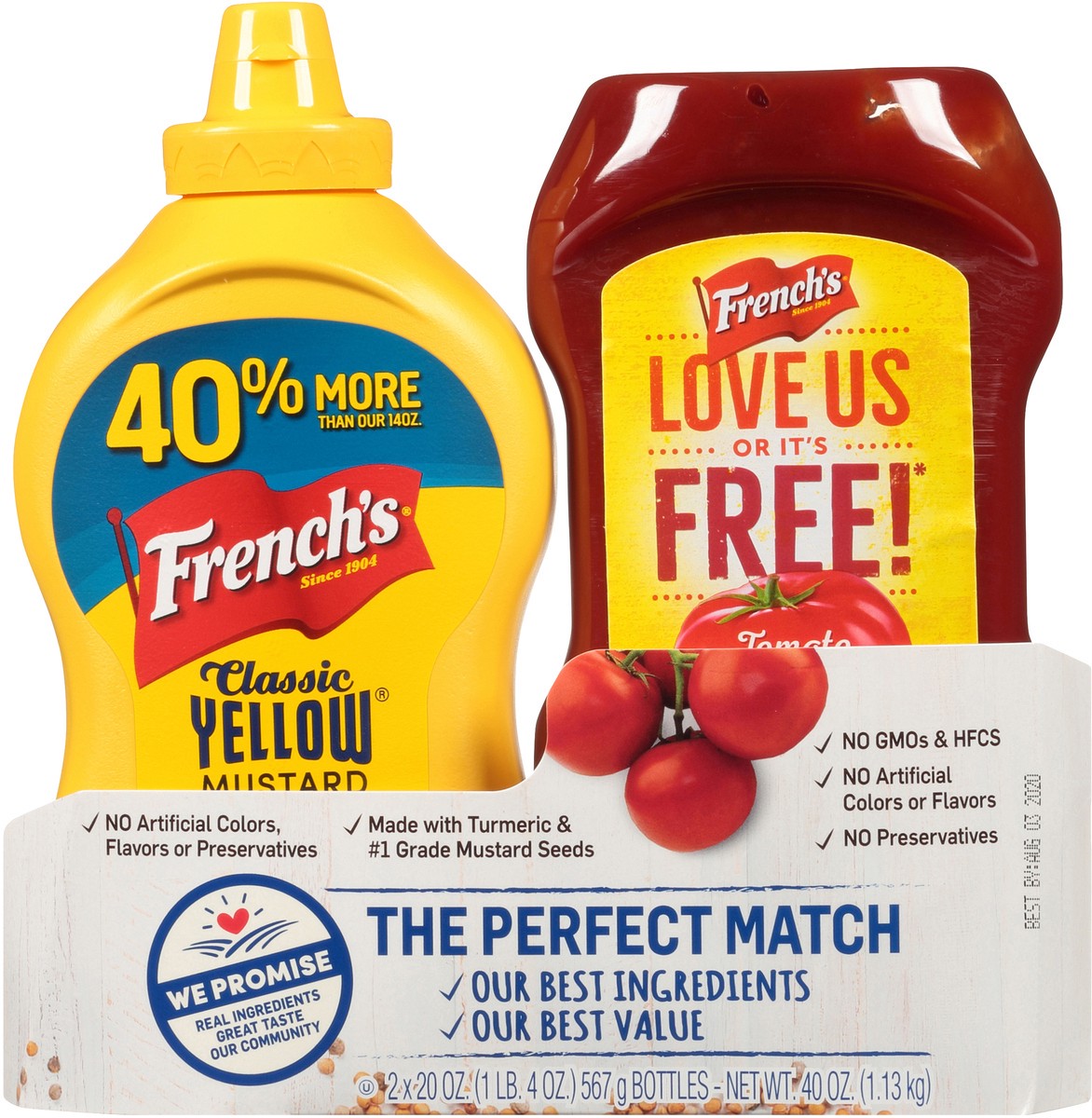 slide 3 of 10, French's Classic Yellow Mustard & Tomato Ketchup, 40 oz