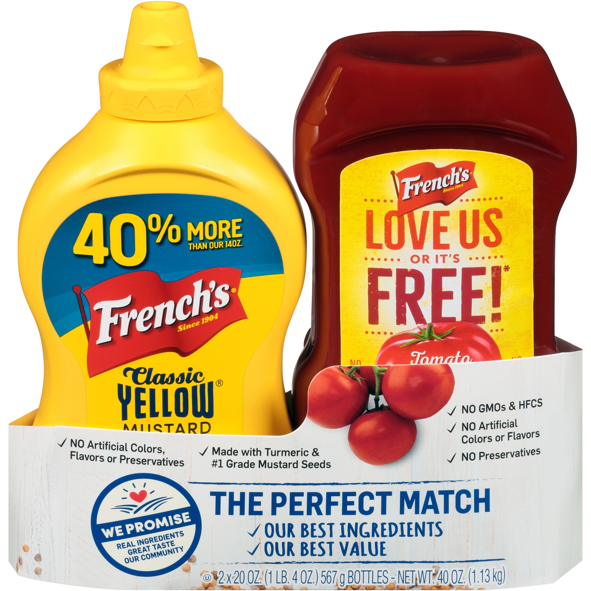 slide 1 of 6, French's Yellow Mustard & Ketchup, 2 ct; 20 oz