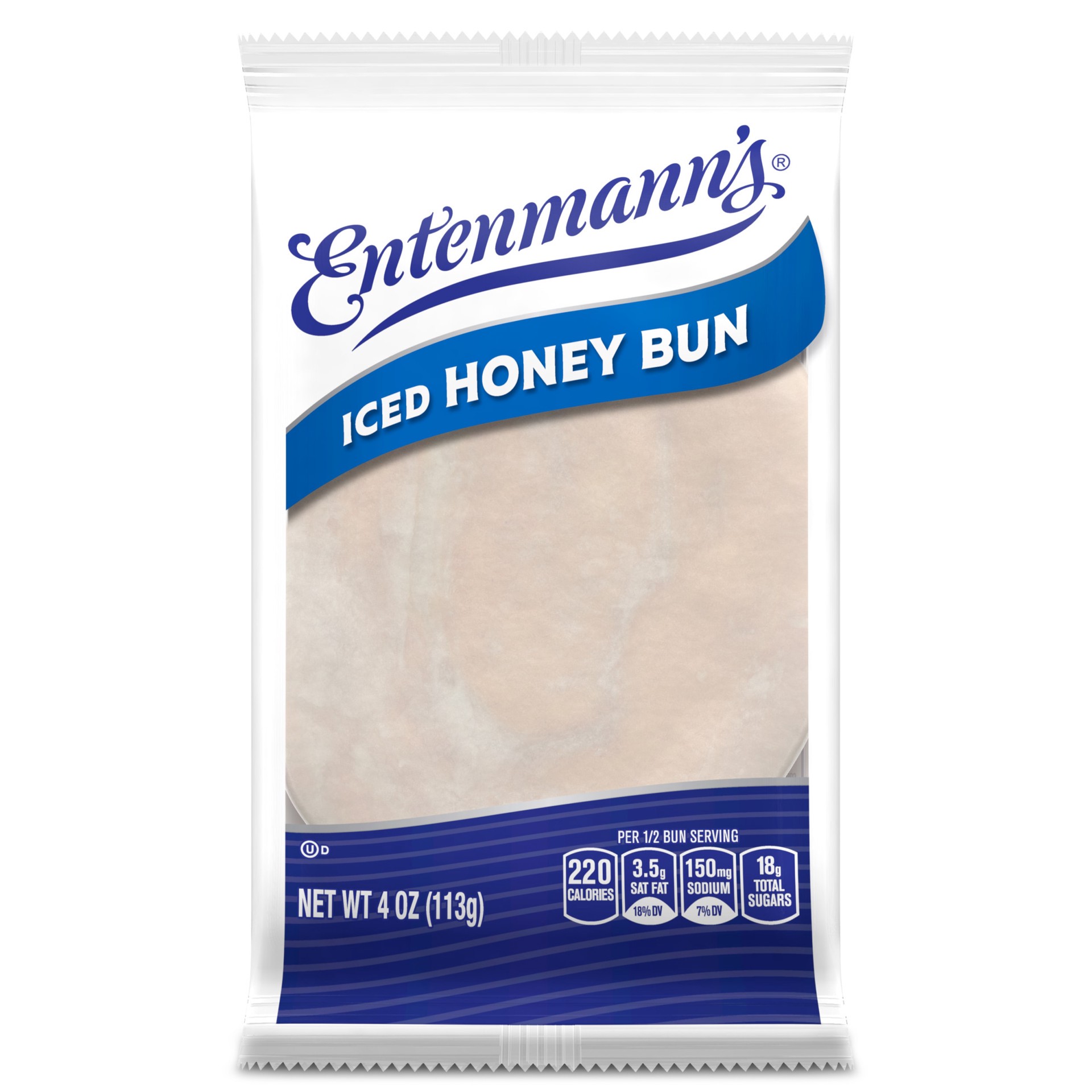 slide 1 of 5, Entenmann's Iced Honey Bun, 4 oz, Vanilla Pastries, Bag, 4 oz