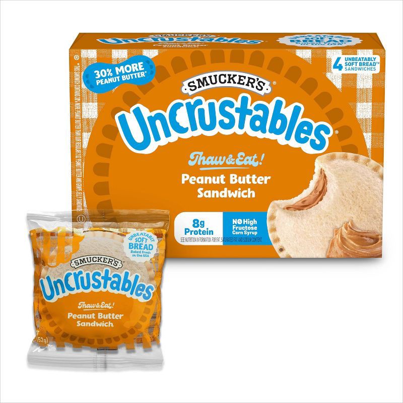 slide 2 of 9, Smucker's Uncrustables Frozen Peanut Butter Sandwich - 7.2oz/4ct, 4 ct; 7.2 oz