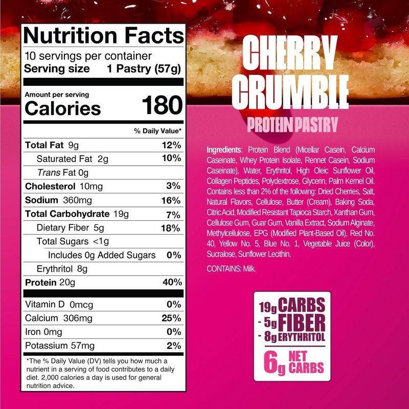 slide 4 of 5, Legendary Foods Gluten Free and Keto Friendly Protein Pastry - Cherry Crumble - 8oz/4ct, 4 ct; 8 oz