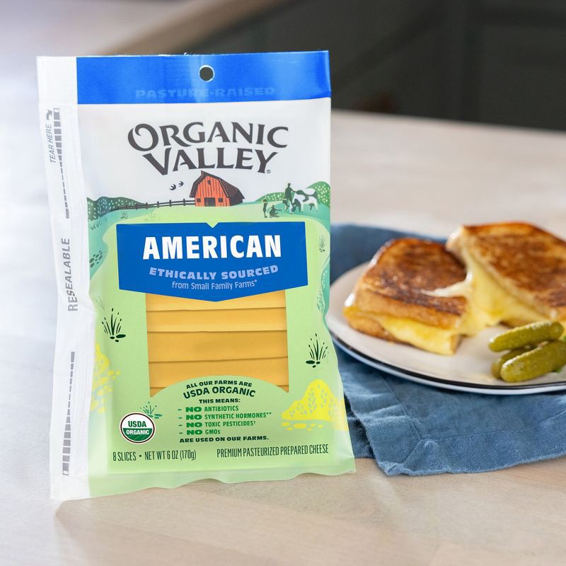 slide 2 of 8, Organic Valley American Cheese Slices - 6oz/8ct, 8 ct; 6 oz