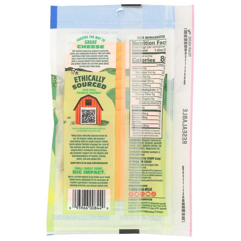 slide 8 of 8, Organic Valley American Cheese Slices - 6oz/8ct, 8 ct; 6 oz