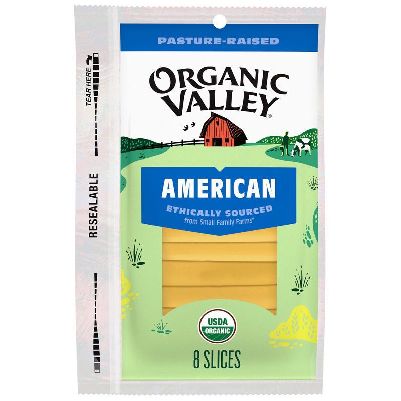 slide 1 of 8, Organic Valley American Cheese Slices - 6oz/8ct, 8 ct; 6 oz