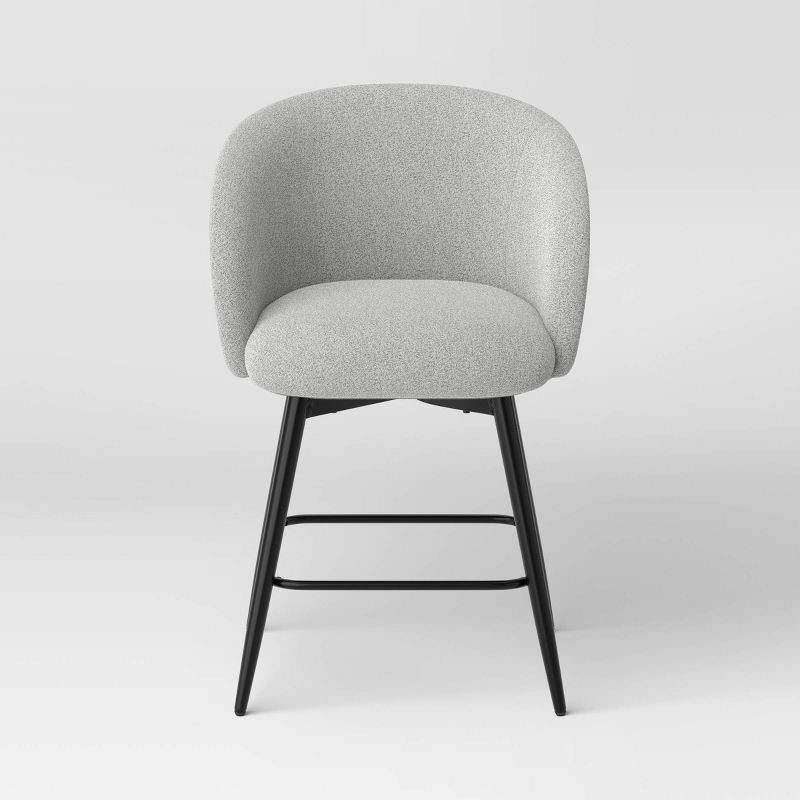 slide 3 of 5, Set of 2 Barrel Back Counter Stools with Metal Base Counter Stool Gray - Room Essentials™, 1 ct