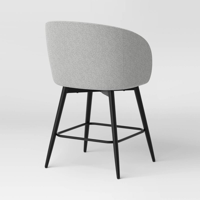 slide 4 of 5, Set of 2 Barrel Back Counter Stools with Metal Base Counter Stool Gray - Room Essentials™, 1 ct