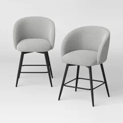 Set of 2 Barrel Back Counter Stools with Metal Base Counter Stool Gray - Room Essentials™