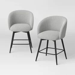Set of 2 Barrel Back Counter Stools with Metal Base Counter Stool Gray - Room Essentials™