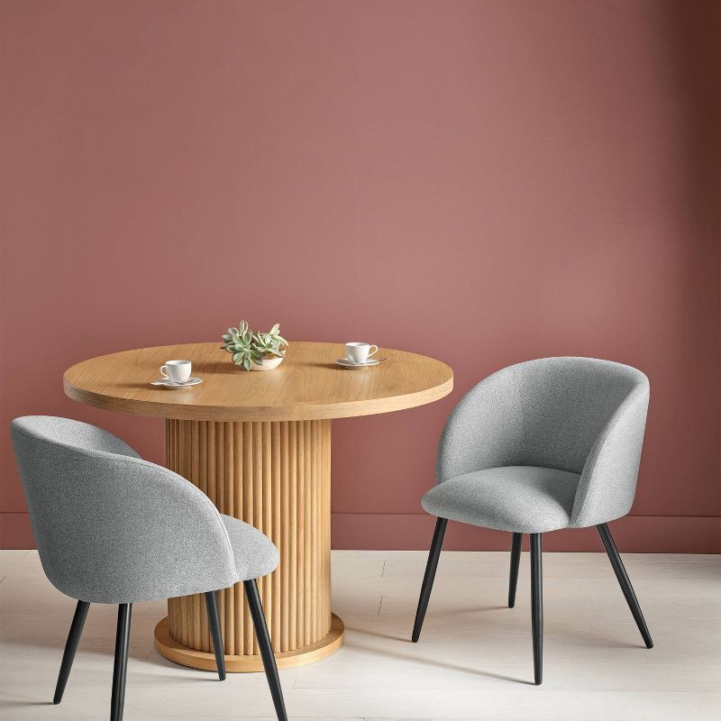 slide 2 of 5, Set of 2 Upholstered Barrel Back Dining Chairs with Metal Base Dining Chair Gray - Room Essentials™, 1 ct