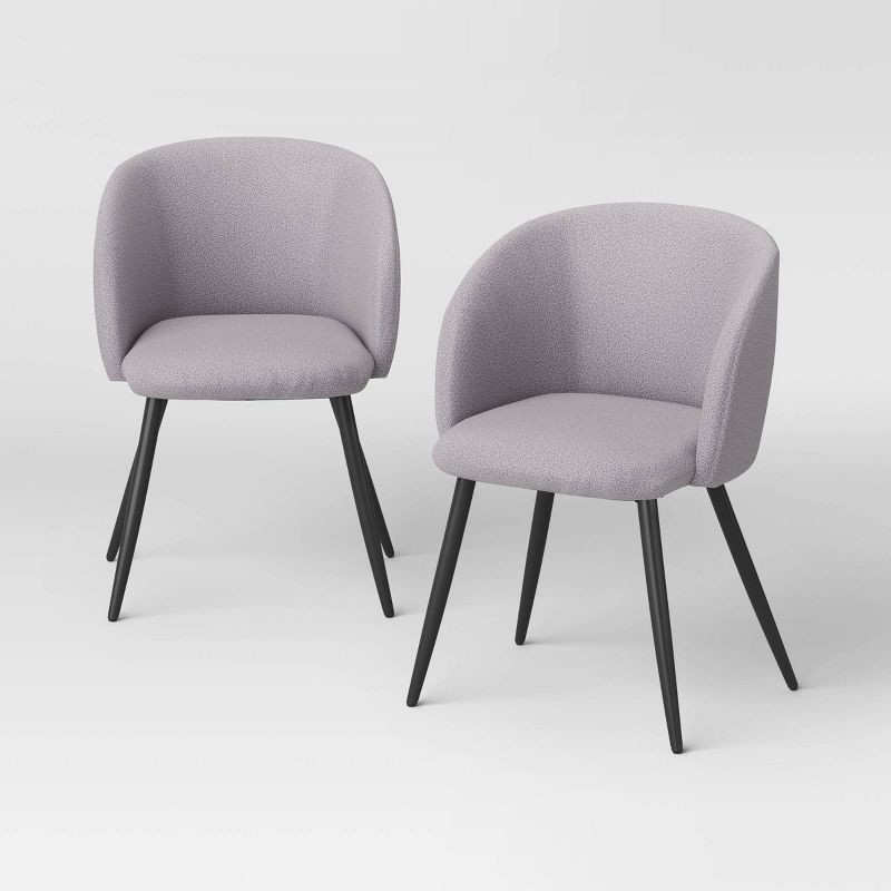 slide 1 of 5, Set of 2 Upholstered Barrel Back Dining Chairs with Metal Base Dining Chair Gray - Room Essentials™, 1 ct