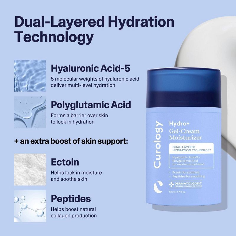 slide 4 of 8, Curology Hydro+ Gel Cream Moisturizer - 1.7 fl oz, 1.7 fl oz