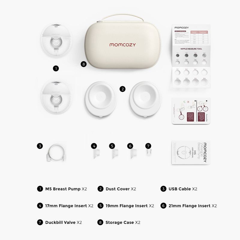 slide 2 of 12, Momcozy M5 Hands-Free Wearable Electric Breast Pump Set, 1 ct